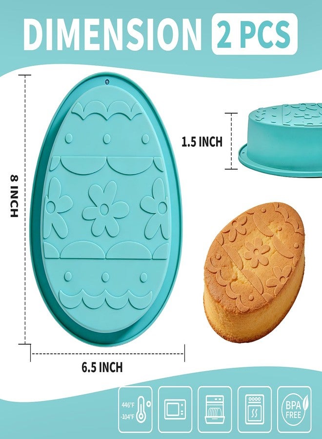 Dootafy Egg Cake Pans, Easter Silicone Egg Chocolate Mold 2 Pack Large Breakable Egg Molds 7 Inch Cake Molds Jumbo Easter Moulds Silicone Chocolate Tray for Easter Baking - Green - Image 3