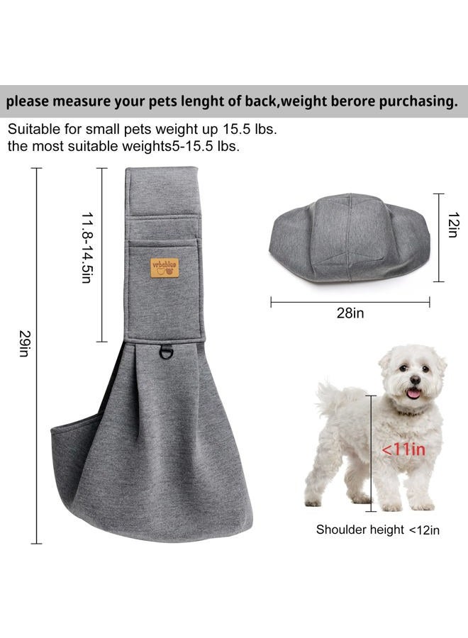 vrbabies Dog Sling Hands Free Dog Sling Carrier Adjustable Strap Dog Carrier Sling Soft Cotton Dog Carrier Bag Dog Carriers with Pocket for Travel Outdoor(Dark Grey) - Image 5