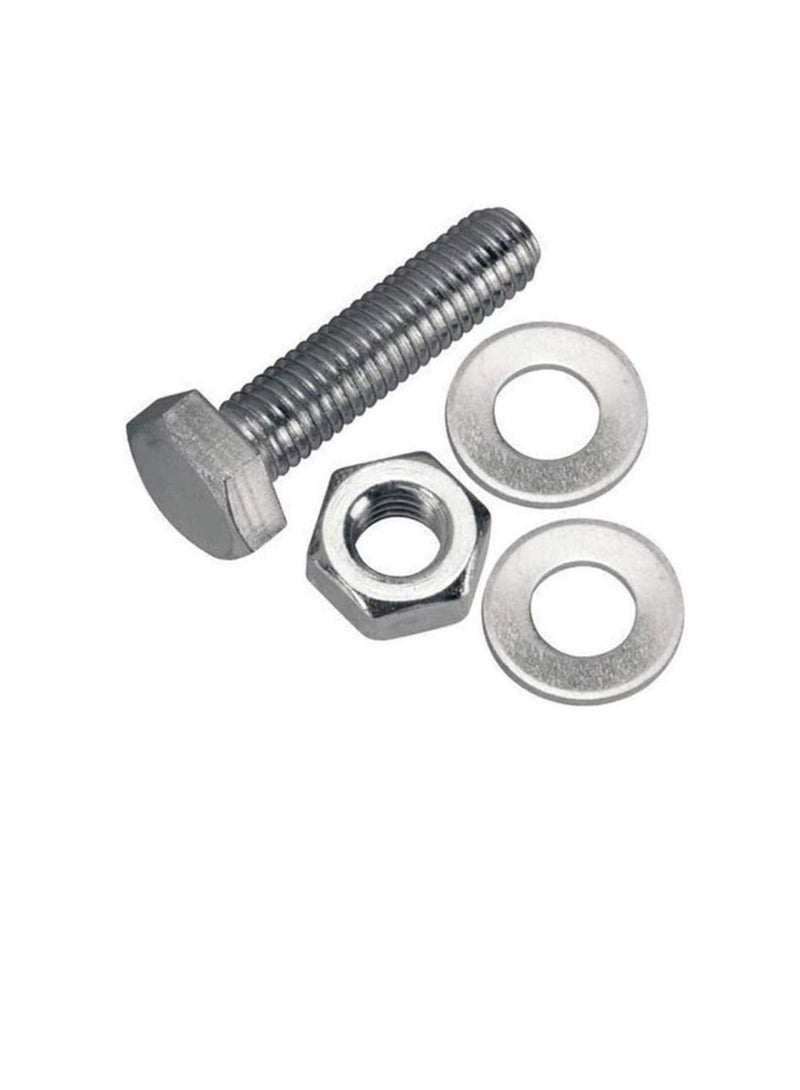 12 pcs Hex Head Screw Bolts Nuts & Washers Fully Thread GI Plain Finish Bolt Set. (12, 70MM)  - Image 1