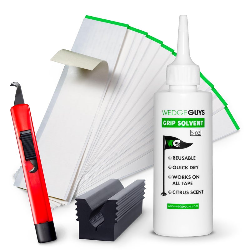 Wedge Guys Golf Grip Kits for Regripping Golf Clubs - Professional Quality - Options Include Hook Blade, 15 or 30 Tape Strips, 5 or 8 oz Solvent, Grip Tape Remover, Bench Vise & Rubber Clamp - Image 1
