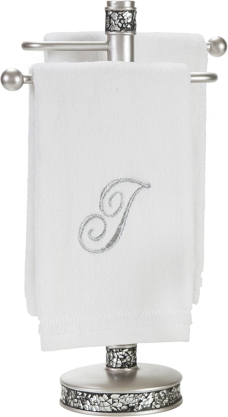 Creative Scents Crackled Glass Countertop Towel Stand, Decorative Silver Fingertip Towel Holder, Durable Resin Free Standing Towel Rack, for Elegant Counter Top Bathroom/Shower/Kitchen Decor - Image 4