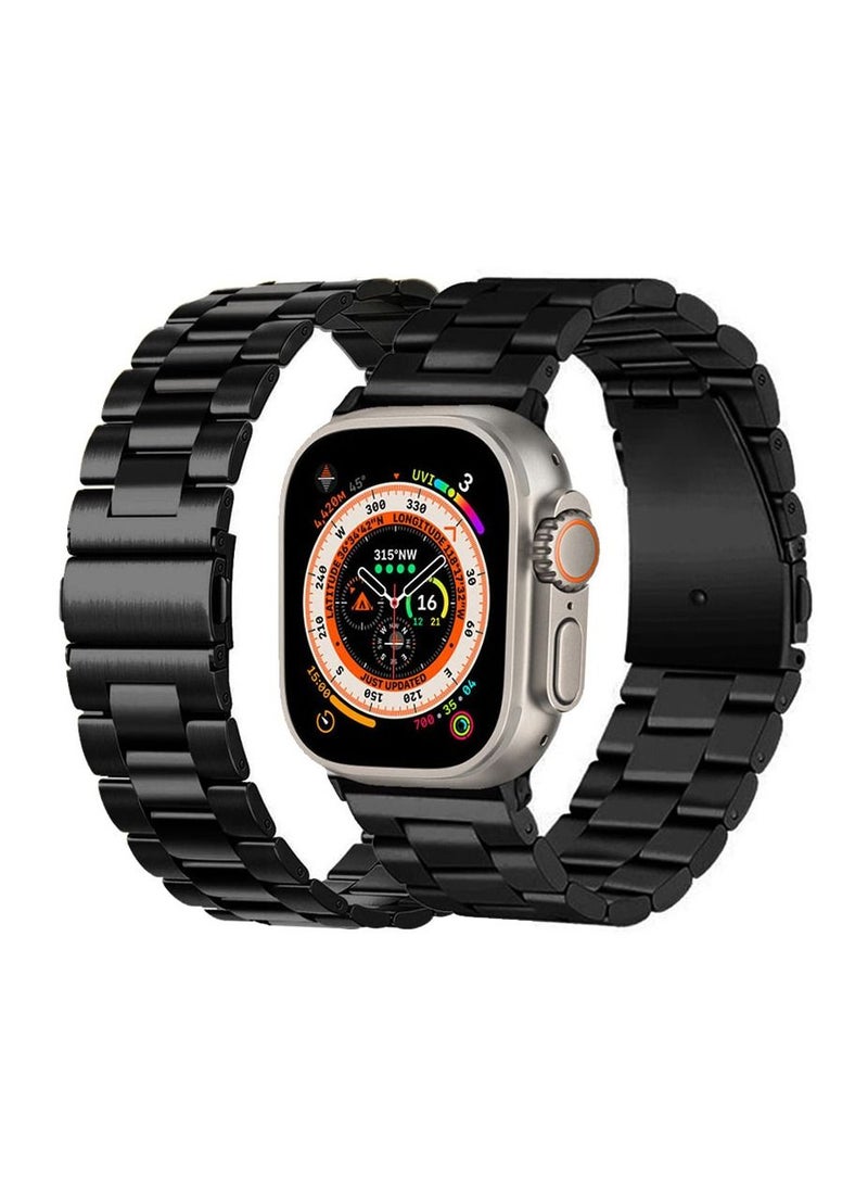 CATANES - Apple Watch Ultra Band 49mm Stainless Steel Band Metal Strap Compatible with Apple Watch Series 49mm/45mm/44mm/42mm Black - Image 1