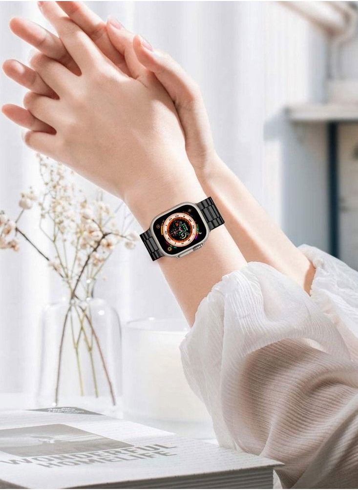 CATANES - Apple Watch Ultra Band 49mm Stainless Steel Band Metal Strap Compatible with Apple Watch Series 49mm/45mm/44mm/42mm Black - Image 1