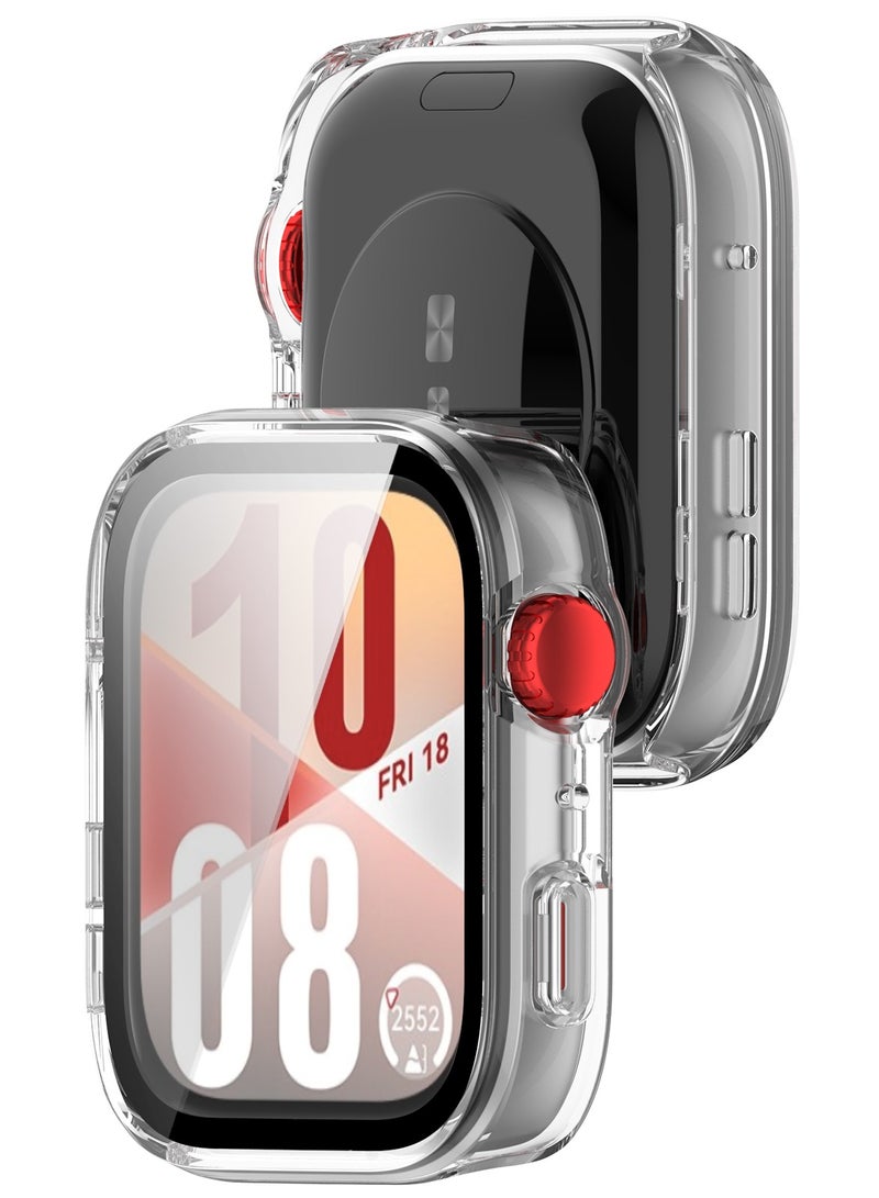 HablTech Protective Case Suitable for Huawei Watch Fit 4 Case Hard PC Case with Tempered Glass Screen Protectors Full Protective Cover(Clear) - Image 3