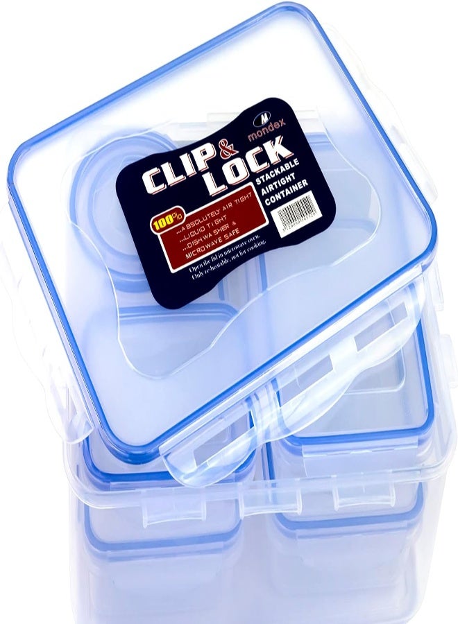 AKDC Mondex 7 Pieces Clip Lock Storage Set, Blue/Clear - Image 3
