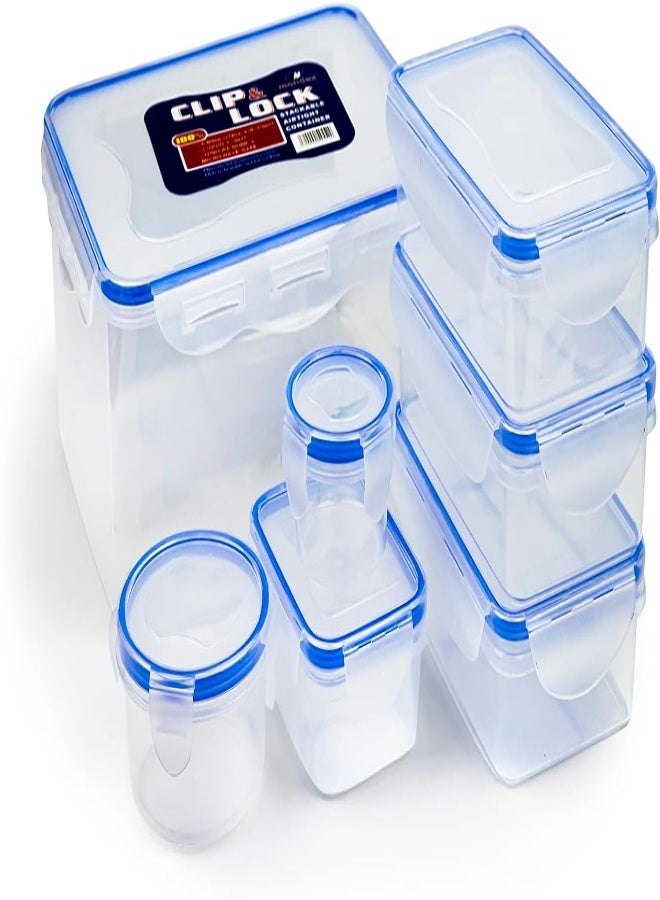 AKDC Mondex 7 Pieces Clip Lock Storage Set, Blue/Clear - Image 5