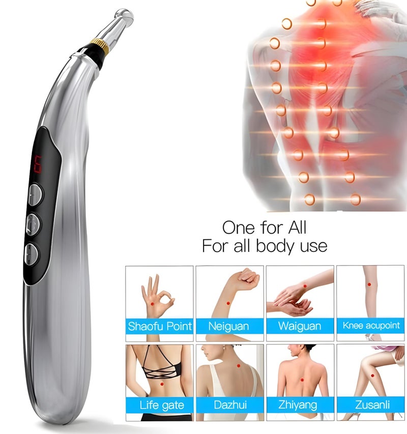 ULVEOL Acupuncture Pen Electronic - USB Rechargeable Pain Relief Electric - for Meridians Energy Pens Massager - Pain Relief Massage Tool with 3 Massage Heads & 2 Massage Gel - Gifts for Women & Men - Image 2