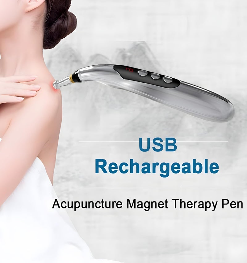ULVEOL Acupuncture Pen Electronic - USB Rechargeable Pain Relief Electric - for Meridians Energy Pens Massager - Pain Relief Massage Tool with 3 Massage Heads & 2 Massage Gel - Gifts for Women & Men - Image 3