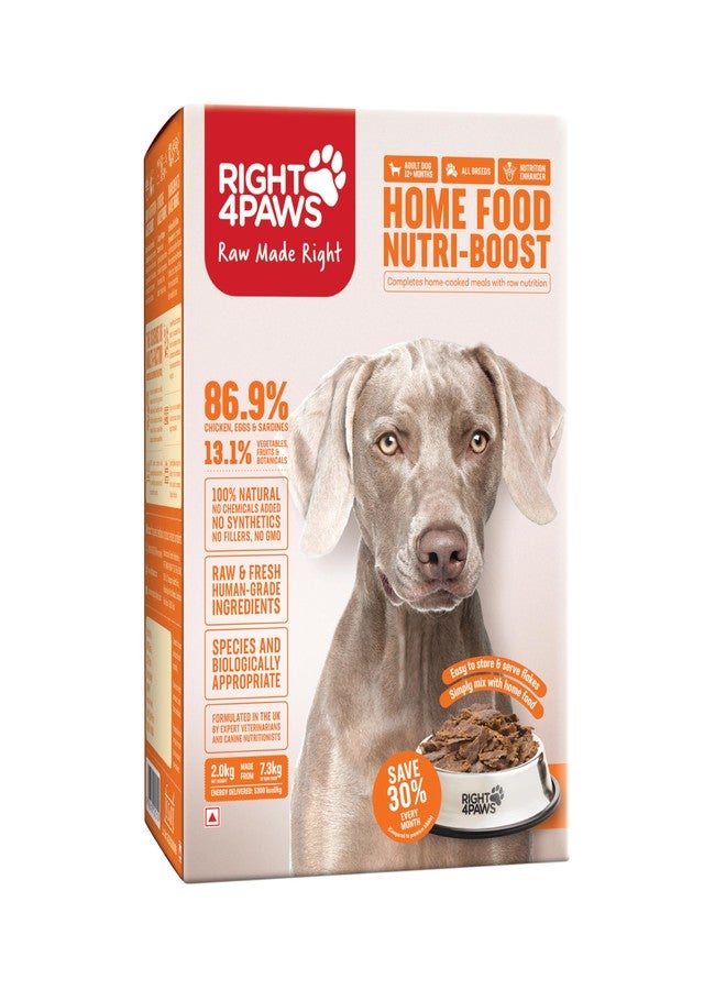 RIGHT4PAWS 2Kg Dog - Home Nutri Boost for Adult with Higher Nutrition Density Chicken, Eggs & Sardine - Next Gen Pet Dry & 100% Natural - 86.9% Quality Animal Source Low Obesity Risk - Image 1