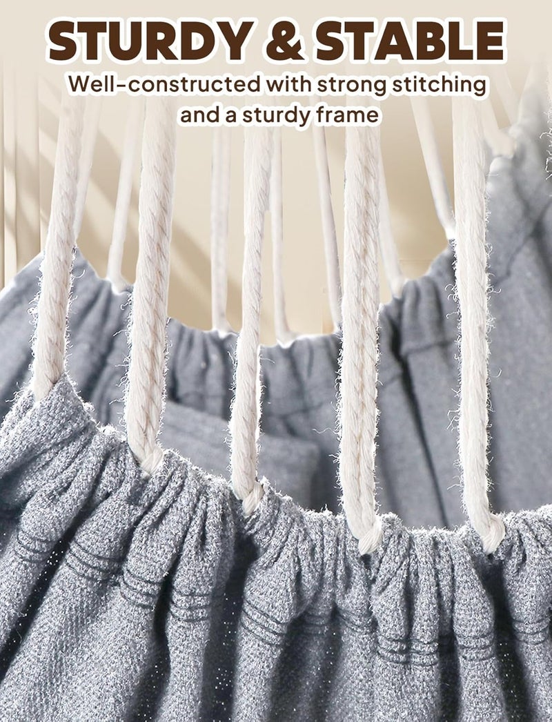 Chihee Hammock Chair Hanging Swing 2 Pillows Included,Strong Webbing Straps and Hooks for Easy Hanging Soft Cotton Hanging Chair Side Pocket Tassel Chair Comfort Indoor Outdoor Light Grey - Image 3