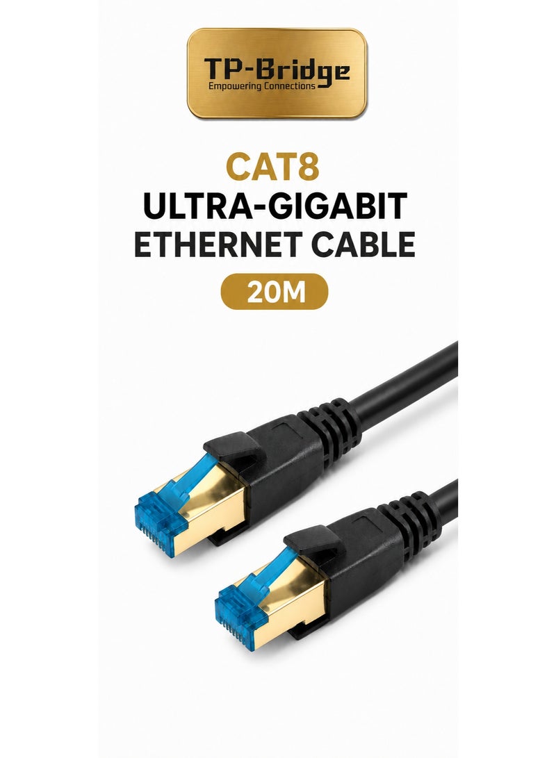 TP-BRIDGE CAT8 Ethernet Cable 20M – 24AWG OFC Copper S/FTP LSZH 2000MHz Ultra Gigabit LAN Network Cable for Gaming, Router, PC & Data Centers - Image 1