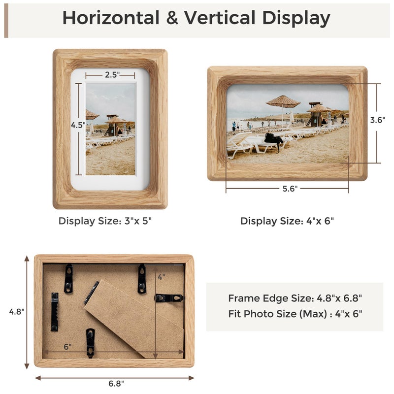 Heimlove 5x7 إطارات الصورة الطبيعية خشب خشب طبيعي أصنع إطار صورة مصنوع مع حصيرة إلى 4x6 صورة التخرج عرض صورة عائلة صورة الزفاف على الطاولة والجدار - Image 3