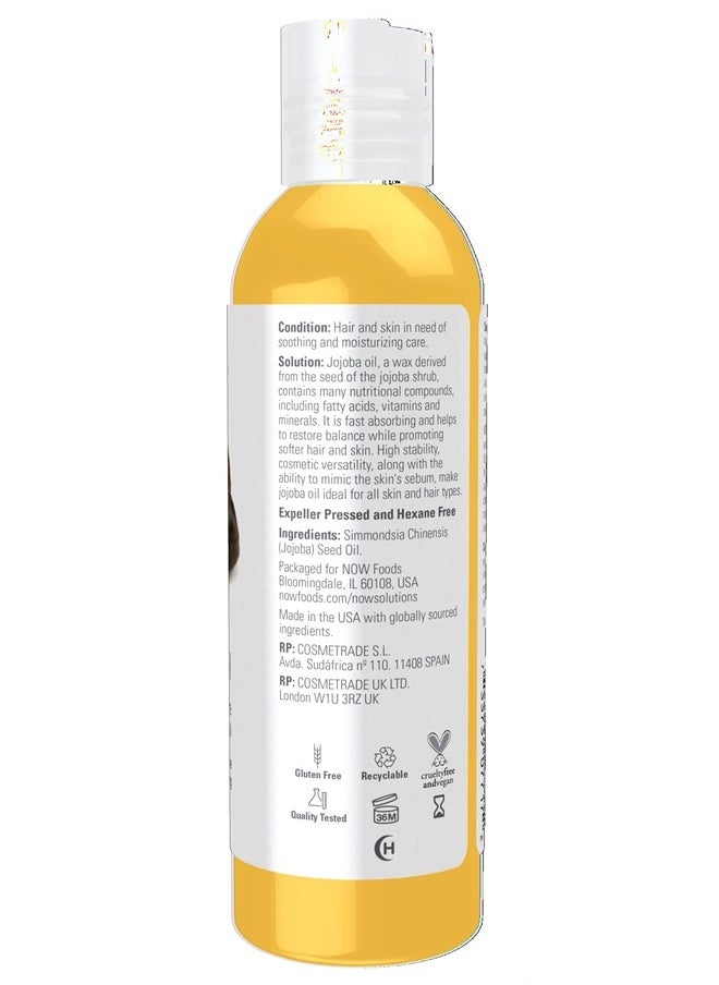 Solutions, Jojoba Oil, 100% Pure Moisturizing, Multi-Purpose Oil for Face, Hair and Body, 4-Ounce