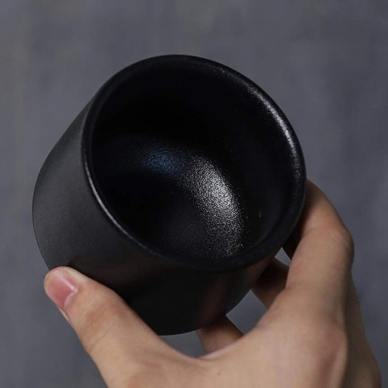 klarako Japanese Ceramic Tea Cups Handcraft Porcelain Mugs Chinese Cup 200ml Big Capacity Black A - Image 2