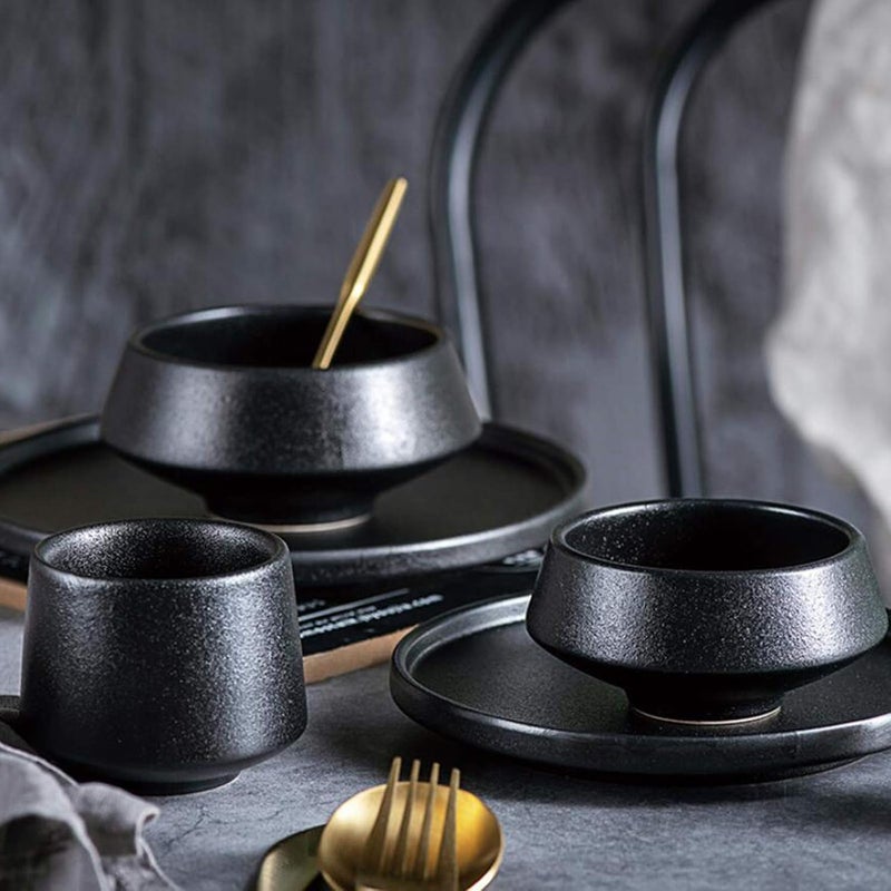 klarako Japanese Ceramic Tea Cups Handcraft Porcelain Mugs Chinese Cup 200ml Big Capacity Black A - Image 3