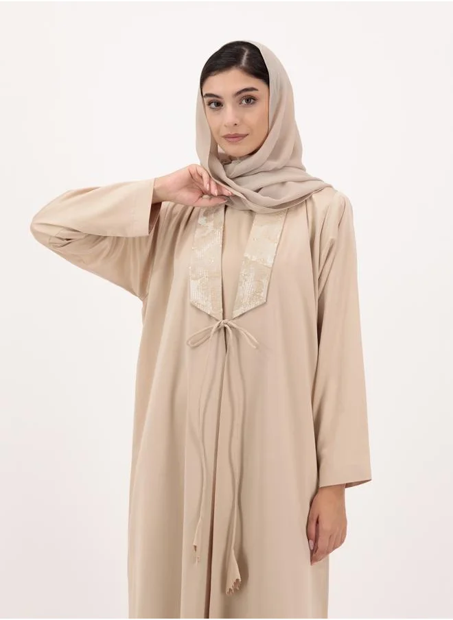 Meem by Mariyah Front open embellished abaya