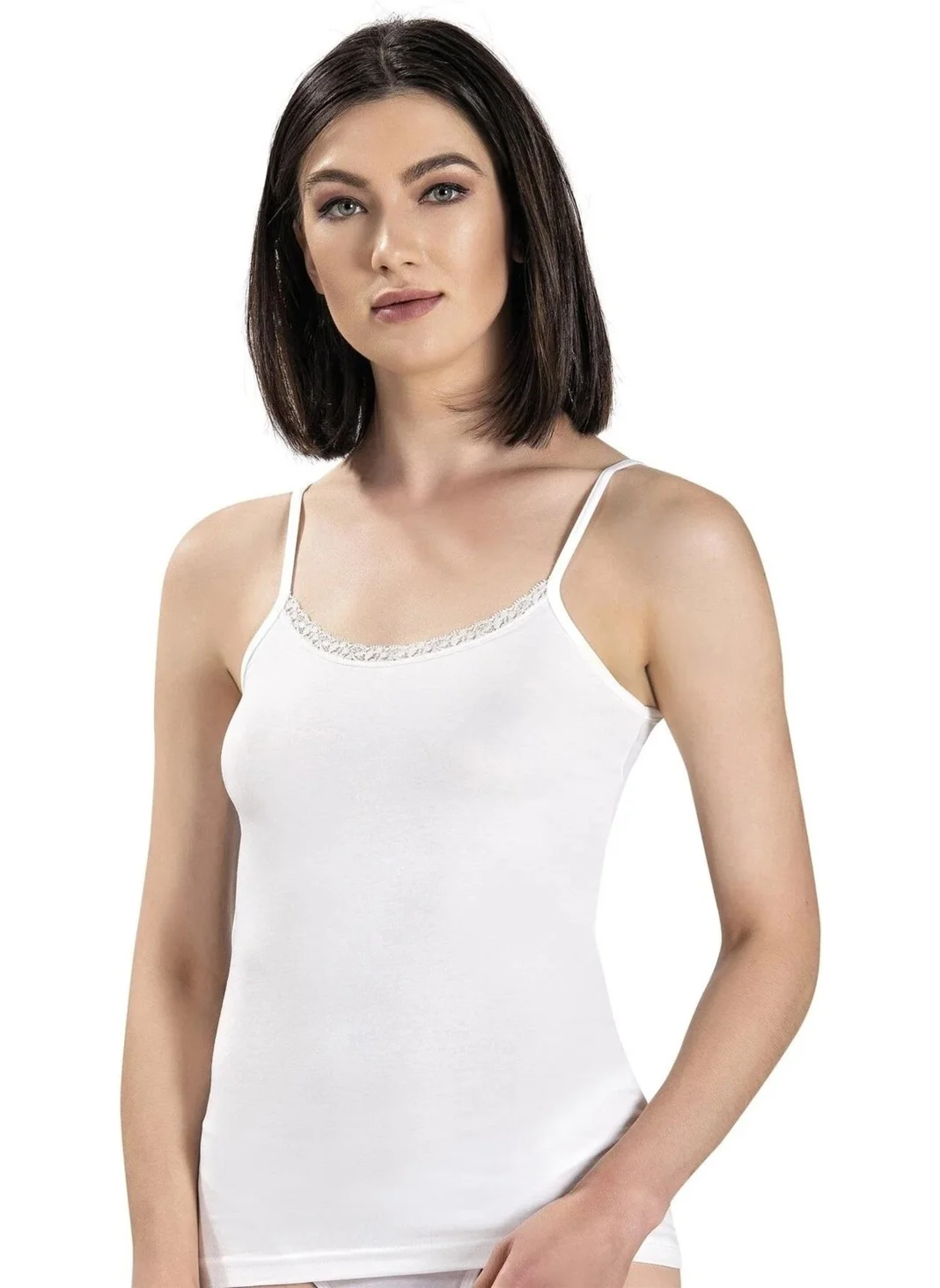 Jiber Women's Modal Lace Front Strappy Undershirt 613 - 6 Pieces