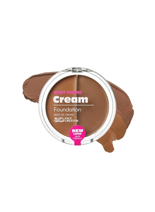 Ruby Kisses Cream Foundation 3D Face Creator 2-Color Foundation and Concealer, 12 Hour Wear Long Lasting, Medium to Full Coverage (Level 14) - Image 1