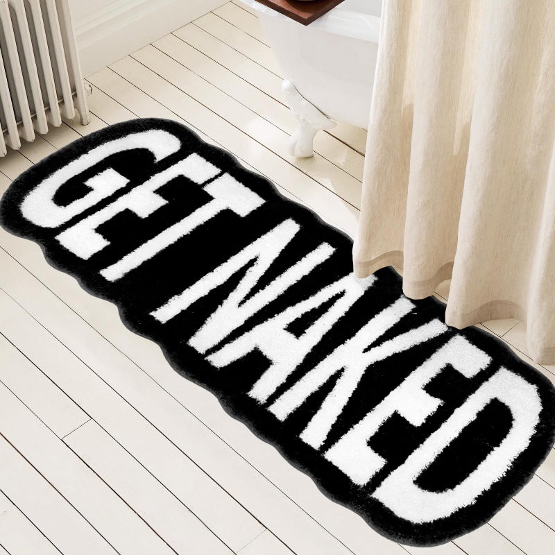Homantic Small Get Naked Bathroom Rugs - Funny Bath Mats Non Slip Cute Carpet for Bathroom Floor Decor Water Absorbent Bath Rugs for Sink Bathtub and Shower Gray 16" x 24" - Image 1