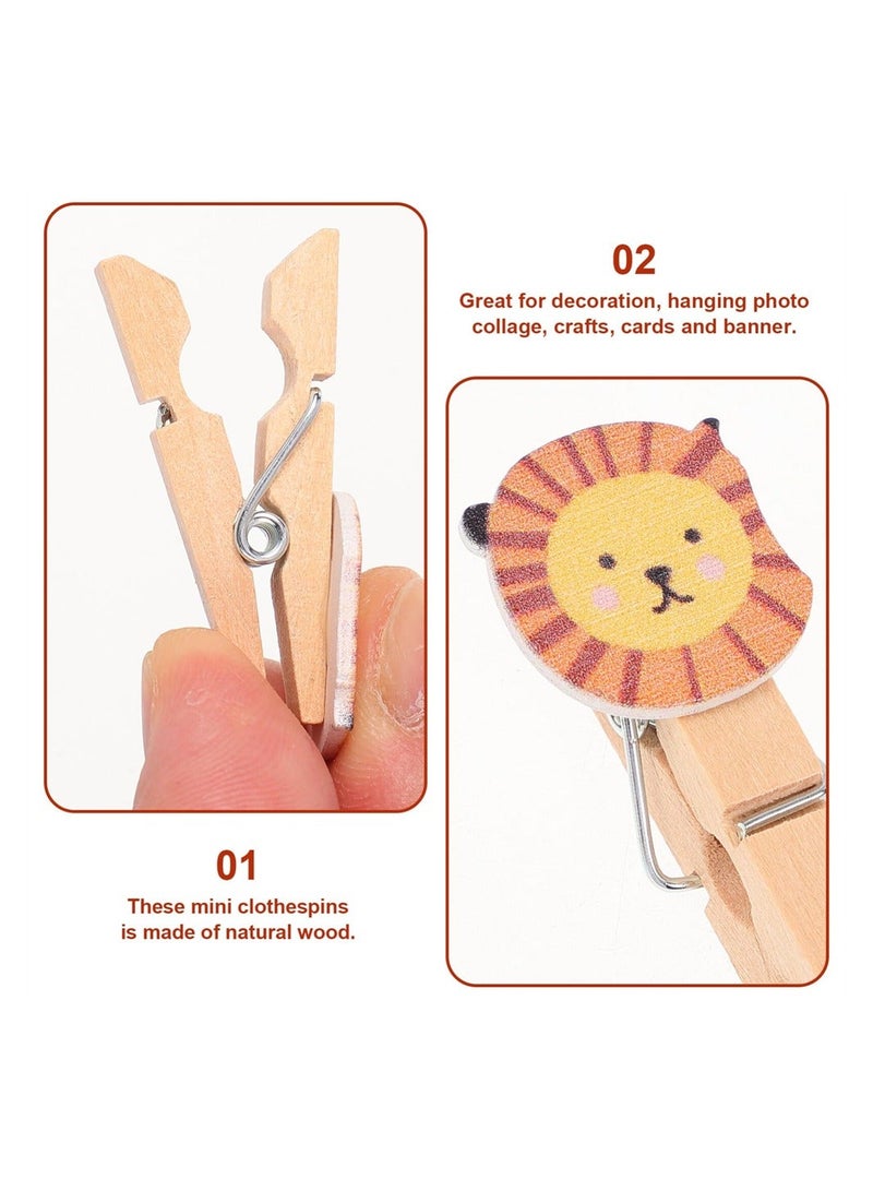 Generic 100PCS Mini Wood Clips with Twine, Forest Animals Wooden Photo Clips Small Clothes Pin Tiny Wood Clip for Crafts, Mini Diy Pins for Hanging Picture Display Artwork Decoration - Image 3