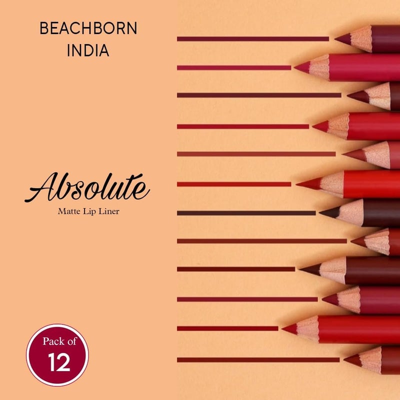 KRENI Absolute Matte Lipliner Pencil Set  Long Stay  Smudge Free  Waterproof  Creamy Lip Liner Pencil Multi Color Pack Of 12 - Image 2