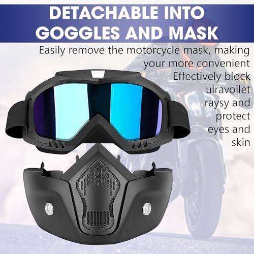 OTO2EYE TPU Goggle Mask Anti Scratch UV Protective Open Face & Eyewear Windproof Dirt Shield Adjustable Strap Soft Foam Padded Detachable for Cycling Bike Off Road Racing Riding - Image 3