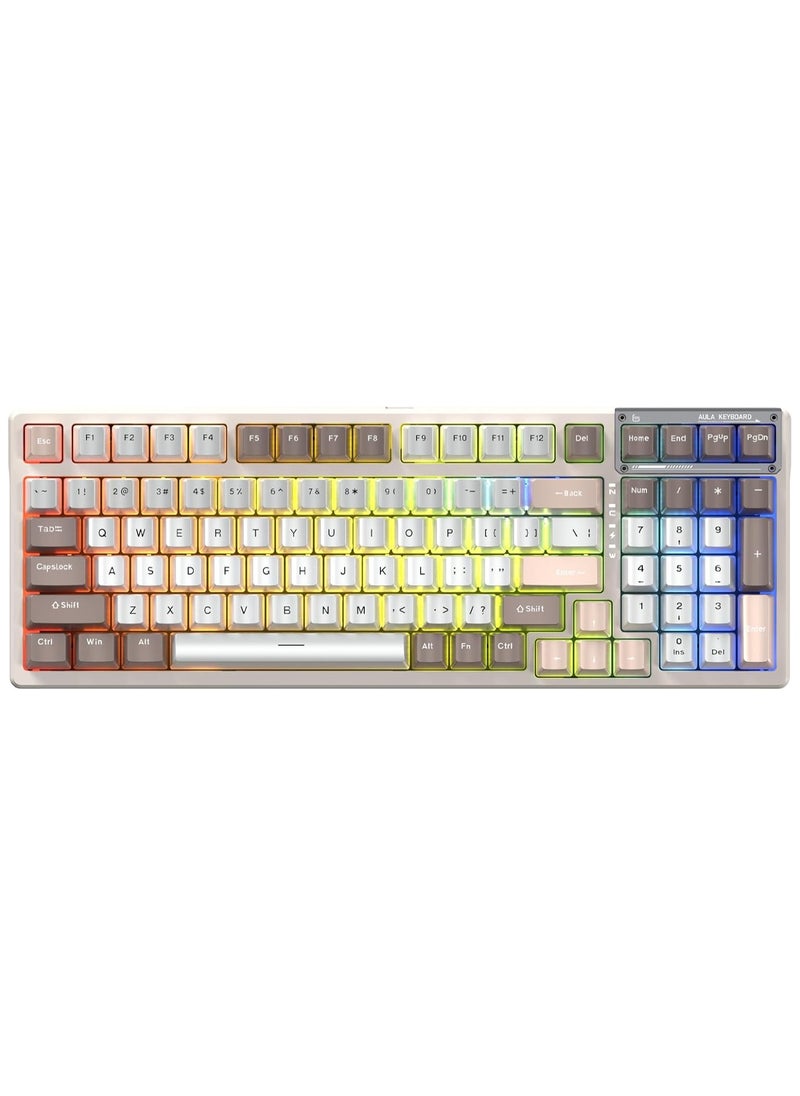 AULA - F98 Wireless Mechanical Keyboard, 95% Hot-swappable, Pre-lubed Nimbus V3 Switch, Gasket Structure, RGB Backlit, Tri-Mode BT5.0/2.4G/USB-C Mechanical Keyboard - Image 1