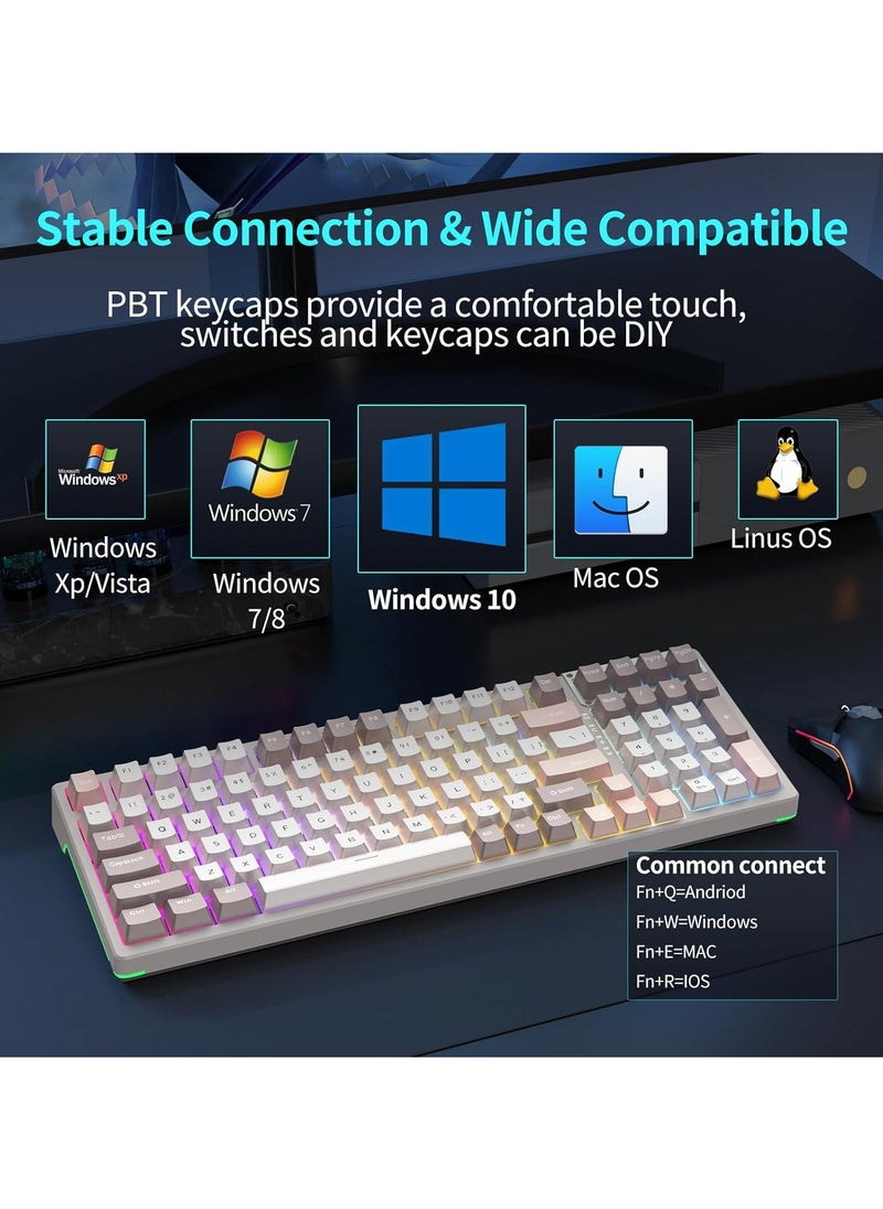 AULA - F98 Wireless Mechanical Keyboard, 95% Hot-swappable, Pre-lubed Nimbus V3 Switch, Gasket Structure, RGB Backlit, Tri-Mode BT5.0/2.4G/USB-C Mechanical Keyboard - Image 1