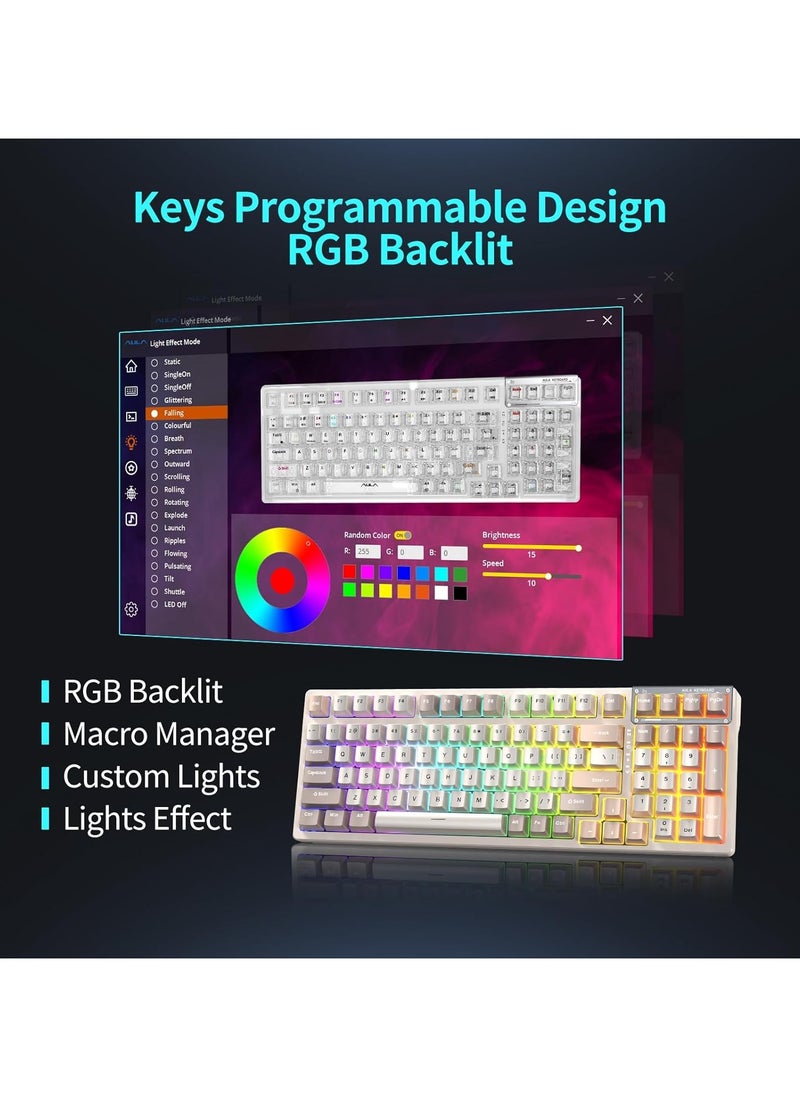 AULA - F98 Wireless Mechanical Keyboard, 95% Hot-swappable, Pre-lubed Nimbus V3 Switch, Gasket Structure, RGB Backlit, Tri-Mode BT5.0/2.4G/USB-C Mechanical Keyboard - Image 1