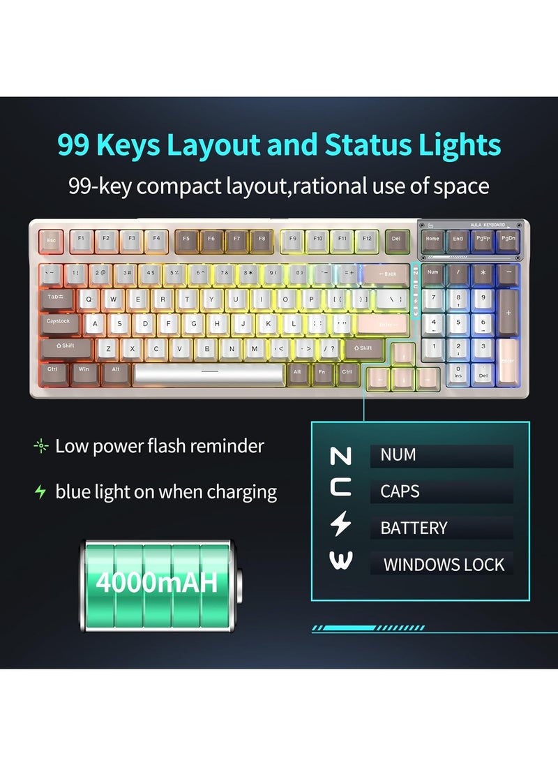 AULA - F98 Wireless Mechanical Keyboard, 95% Hot-swappable, Pre-lubed Nimbus V3 Switch, Gasket Structure, RGB Backlit, Tri-Mode BT5.0/2.4G/USB-C Mechanical Keyboard - Image 1