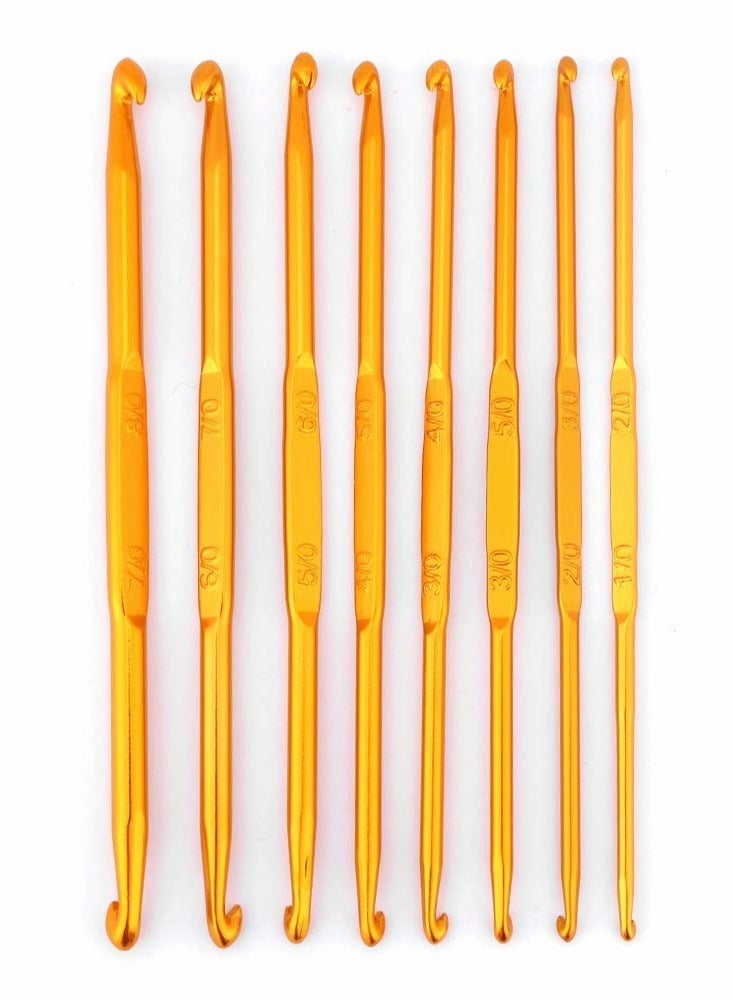 Excefore Crochet Hook Set, 8 Pcs Handle Crochet Hooks Knitting Needle Set, Golden Alumina Double End Crochet Crocheting and Knitting Set Weave Craft DIY Sewing Accessory - Image 1