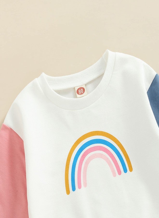 Thorn Tree Newborn Baby Girls Clothes Cotton Suit Cute Baby Kid Infant Toddler Play Wear Fall Winter Rainbow Outfits (Blue Pants Rainbow Suit, 18-24 Months) - Image 3
