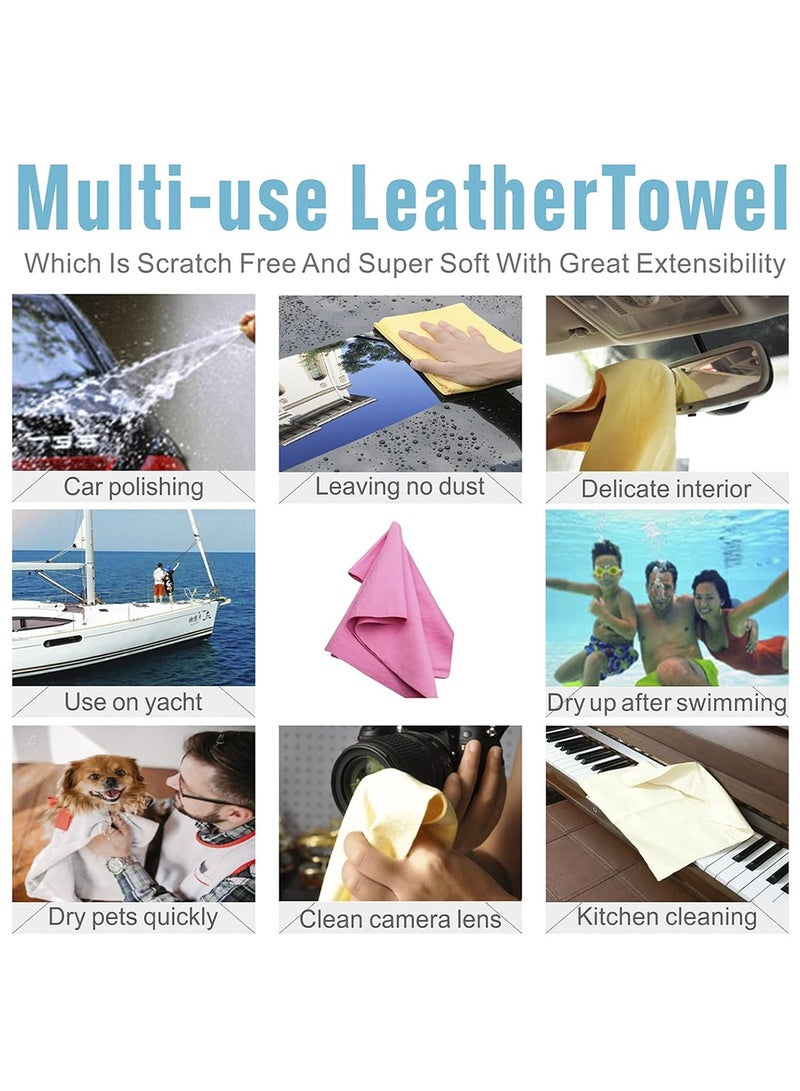Safi WAX SAFI WAX Chamois Car Washing Towel Car Washing Drying Towel Chamois Leather For Cleaning Polishing Pink PVA-001  - Image 3