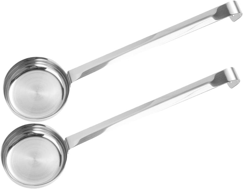 2pcs Stainless Steel Sauce Serving Spoon and Pizza Spread Ladle Flat Soup Spoon for Kitchen Use Home Cooking - Image 1