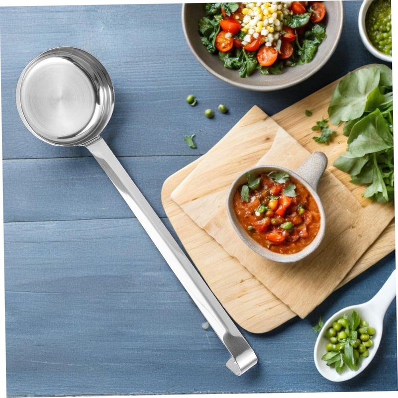 2pcs Stainless Steel Sauce Serving Spoon and Pizza Spread Ladle Flat Soup Spoon for Kitchen Use Home Cooking - Image 4