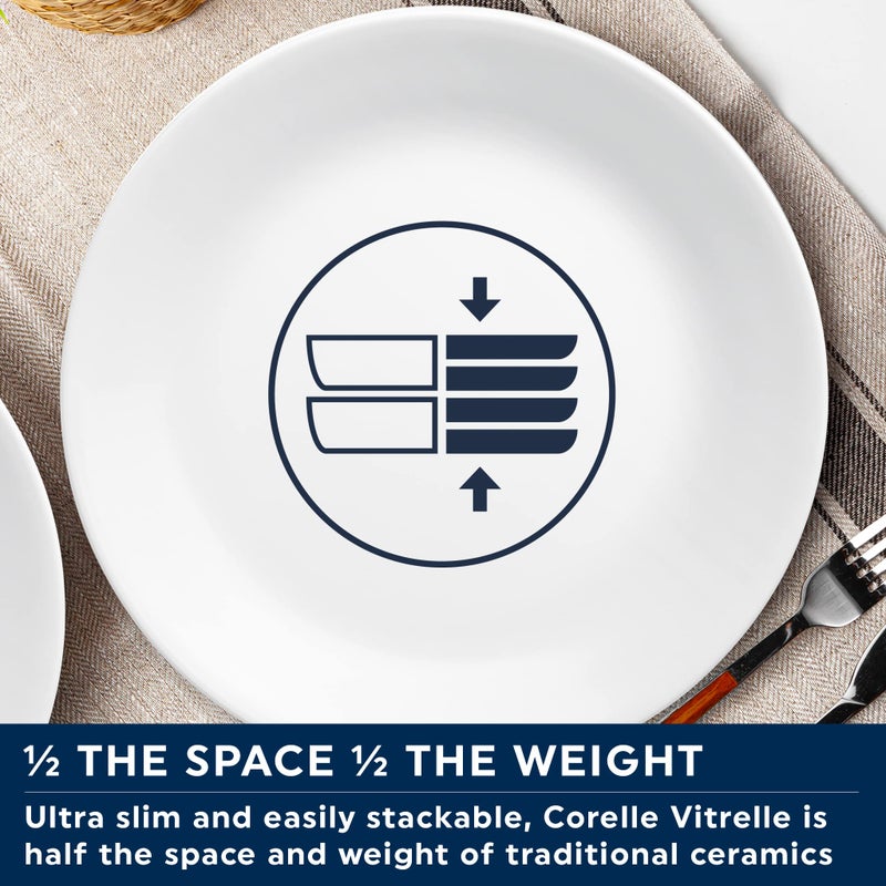 Corelle Vitrelle 4-Pieces 18-Oz Soup/Cereal Bowls  Chip & Crack Resistant Glass Dinnerware Set Bowls  Winter Frost White - Image 5