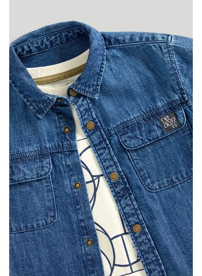 mothercare Denim Shirt and T-Shirt Set