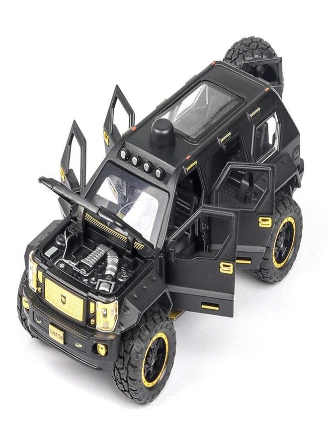 PEZYOX 1/24 Big G Patton Toy Car Metal Pull Back Diecast Car with Openable Door and Sound Light, Gifts Toys for Kids (Black) - Image 5