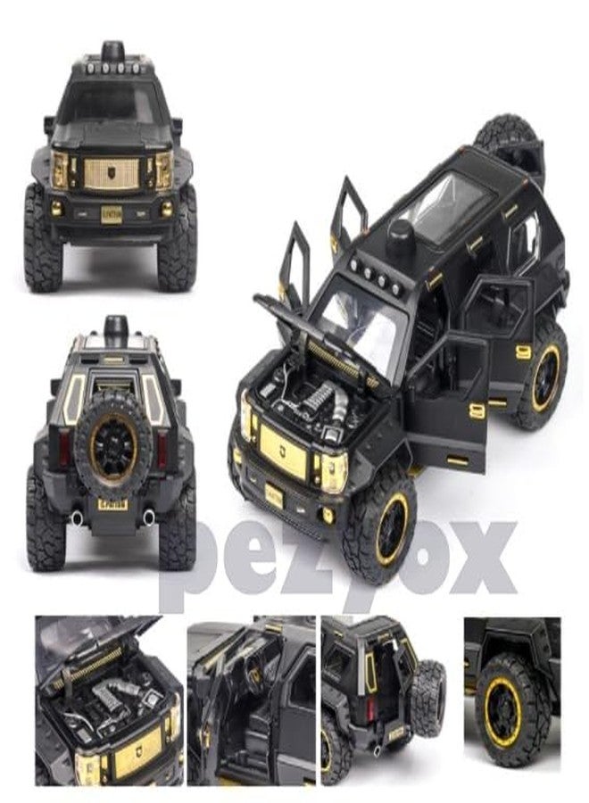PEZYOX 1/24 Big G Patton Toy Car Metal Pull Back Diecast Car with Openable Door and Sound Light, Gifts Toys for Kids (Black) - Image 3