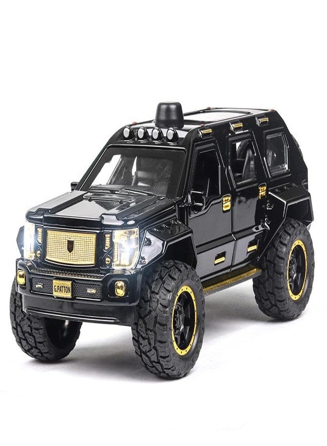 PEZYOX 1/24 Big G Patton Toy Car Metal Pull Back Diecast Car with Openable Door and Sound Light, Gifts Toys for Kids (Black) - Image 1