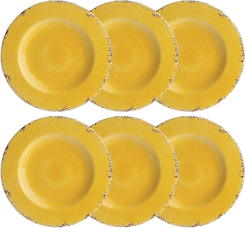 UP طقم أطباق سلطة دائري من UPware من الميلامين المتشقق للأرز والمعكرونة والسلطة خالي من BPA آمن في غسالة الصحون أصفر 875 بوصة مجموعة من 6 - Image 1