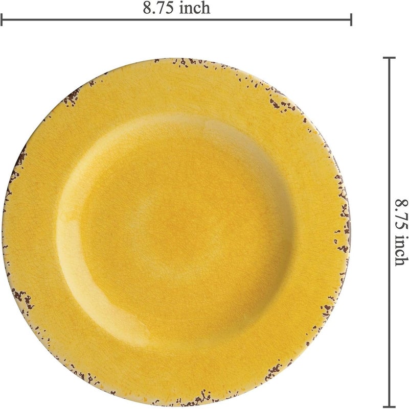 UP طقم أطباق سلطة دائري من UPware من الميلامين المتشقق للأرز والمعكرونة والسلطة خالي من BPA آمن في غسالة الصحون أصفر 875 بوصة مجموعة من 6 - Image 3