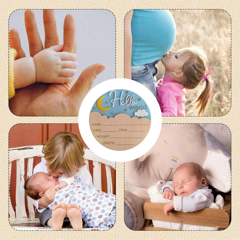 White Wooden Newborn Sign 5.9 Inch Photo Prop Nursery Hospital Decoration - Image 4