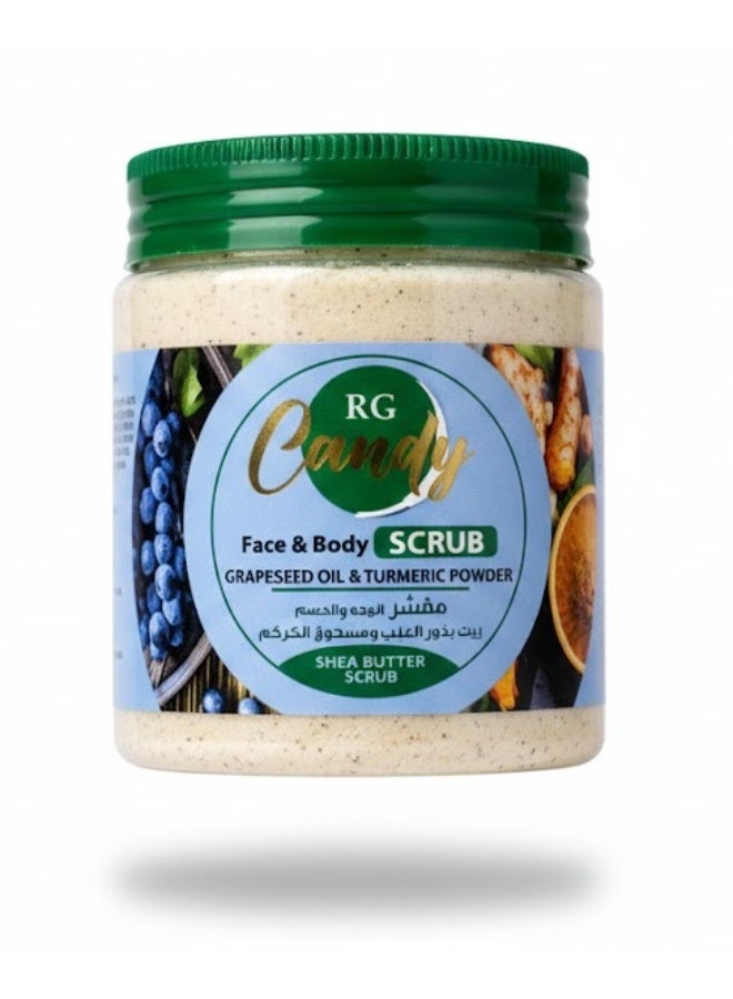 كاندي مقشر كاندي للوجه والجسم - زيت بذور العنب ومسحوق الكركم مع زبدة الشيا - 200 مل