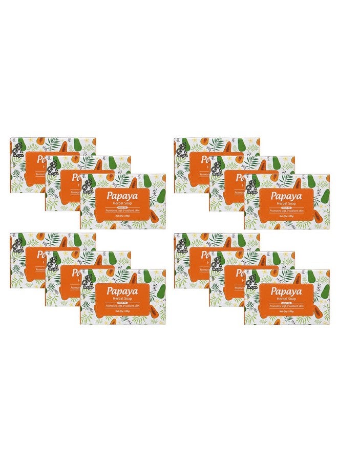 7TH AJMA Herbal Papaya Soap - Natural Body Tan Removal & Radiant Skin Soap - Exfoliates Dead Skin for Glowing Complexion, 100g (Pack of 12) - Image 1