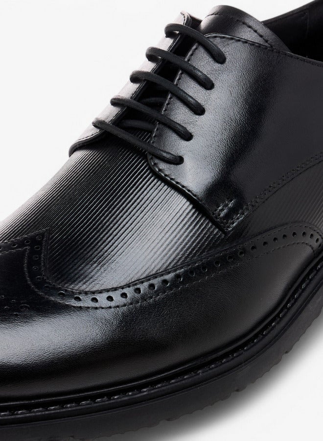 DUCHINI Men's Textured Lace-Up Derby Shoes - Image 4