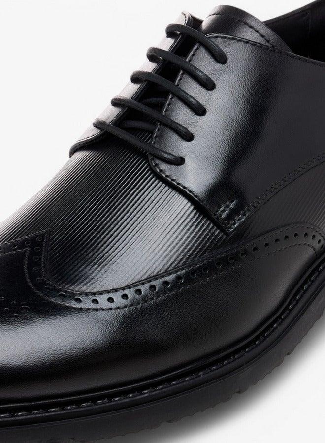 DUCHINI Men's Textured Lace-Up Derby Shoes - Image 4