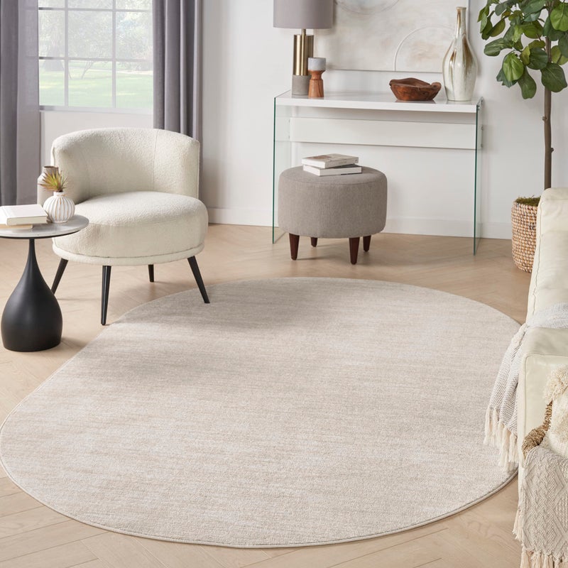 Nourison Home Nourison Essentials Ivory Beige 6' x 9' Oval Area Rug - Easy Clean, Non Shedding, Bed Room, Living Room, Dining Room, Kitchen (6' x 9' Oval) - Image 1