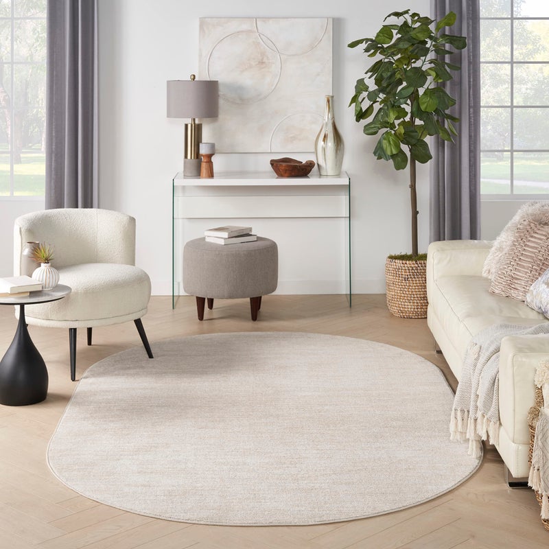 Nourison Home Nourison Essentials Ivory Beige 6' x 9' Oval Area Rug - Easy Clean, Non Shedding, Bed Room, Living Room, Dining Room, Kitchen (6' x 9' Oval) - Image 2