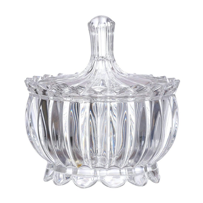 SNNP Decorative Glass Sugar BowlBoxJarContainerPot with Lid Unique Crystal Candy Dry Fruits Bowl Perfect for Home Gift 150 ml - Image 1